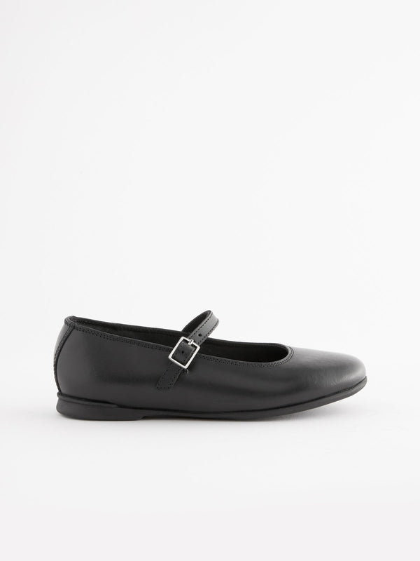 Matt Black Narrow Fit (E) Leather Mary Jane School Shoes