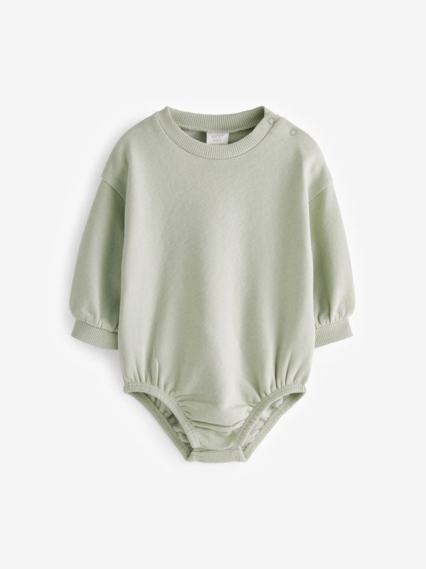 Mint Green Cosy Sweat Jersey Bubble Bum Baby Romper