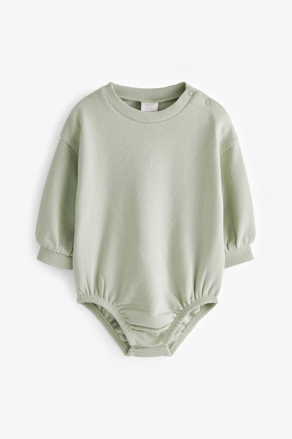 Mint Green Cosy Sweat Jersey Bubble Bum Baby Romper