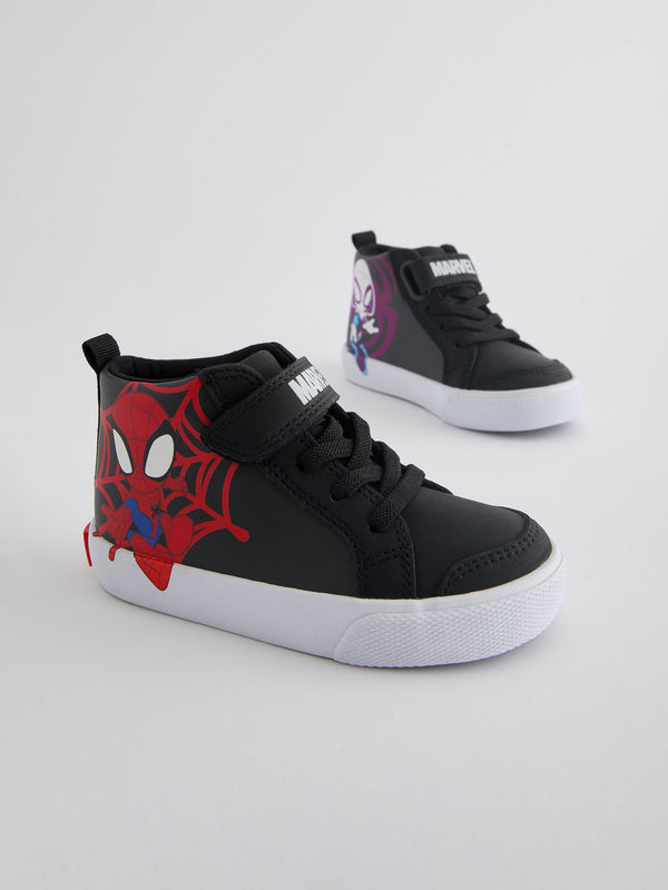 Black Standard Fit (F) Spidey and Friends Elastic Lace Touch Fastening Boots