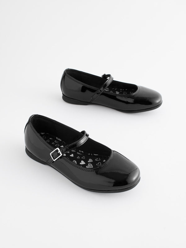 Black Patent Narrow Fit (E) Leather Mary Jane School Shoes