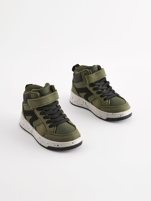 Green Elastic Lace Touch Fastening High Top Trainers