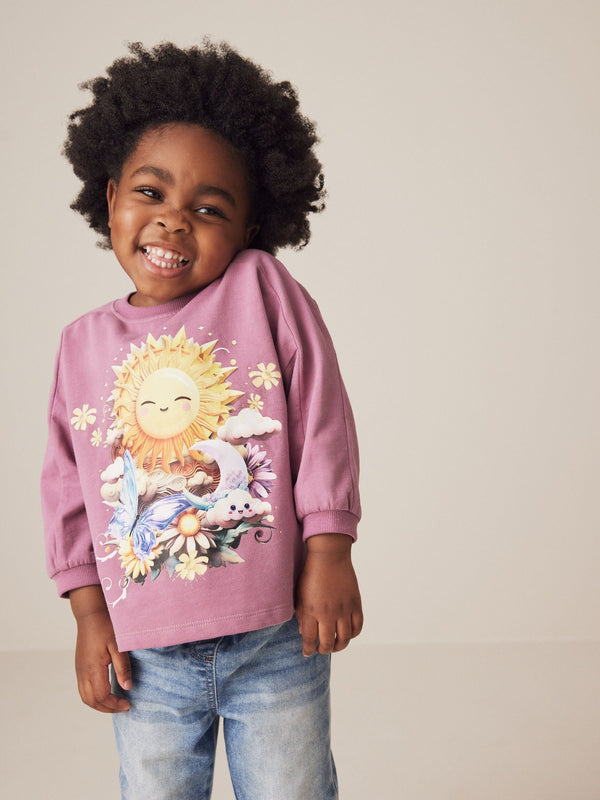 Purple Sun 100% Cotton Long Sleeve T-Shirt (3mths-7yrs)