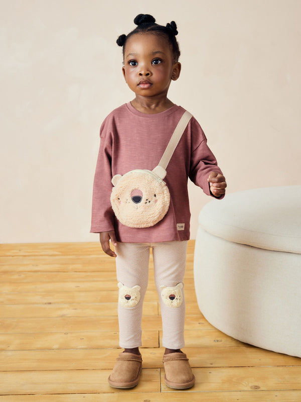 Brown Bear 100% Cotton Long Sleeve Bag T-Shirt (3mths-7yrs)