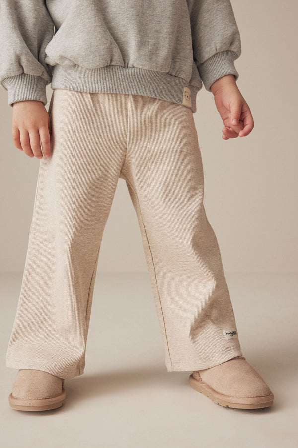 Ecru Ribbed Wide Leg Trousers (3mths-7yrs)