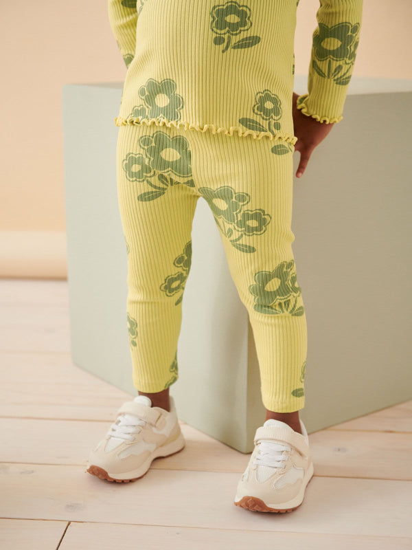 Green Flower Leggings (3mths-7yrs)