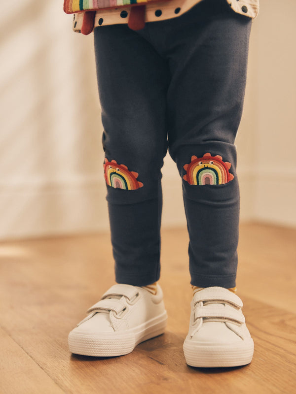 Charcoal Grey Rainbow Embellished Leggings (3mths-7yrs)