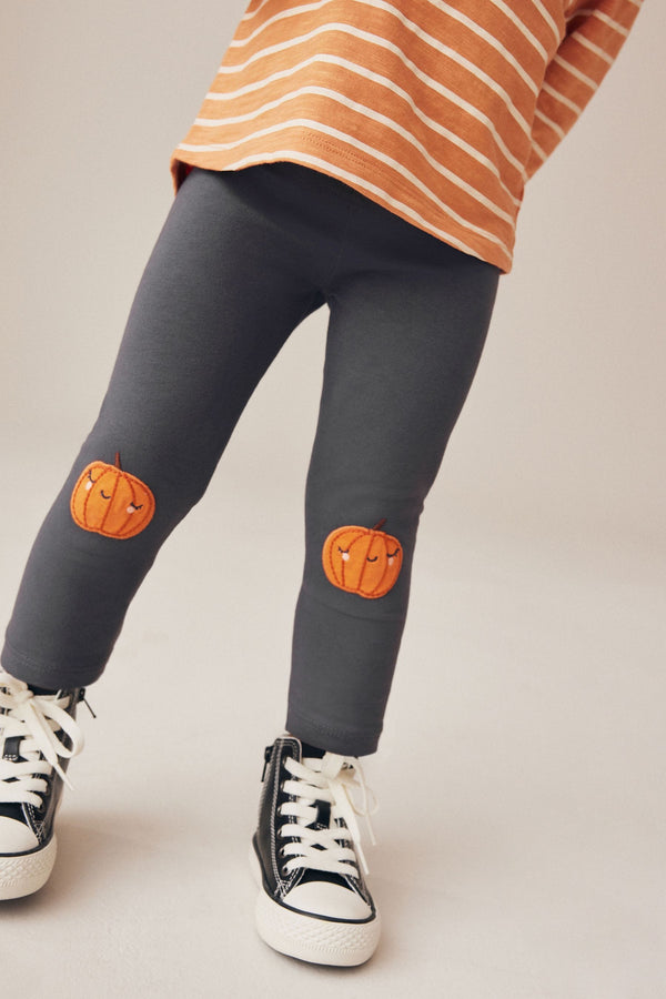 Charcoal Grey Pumpkin Embellished Leggings (3mths-7yrs)