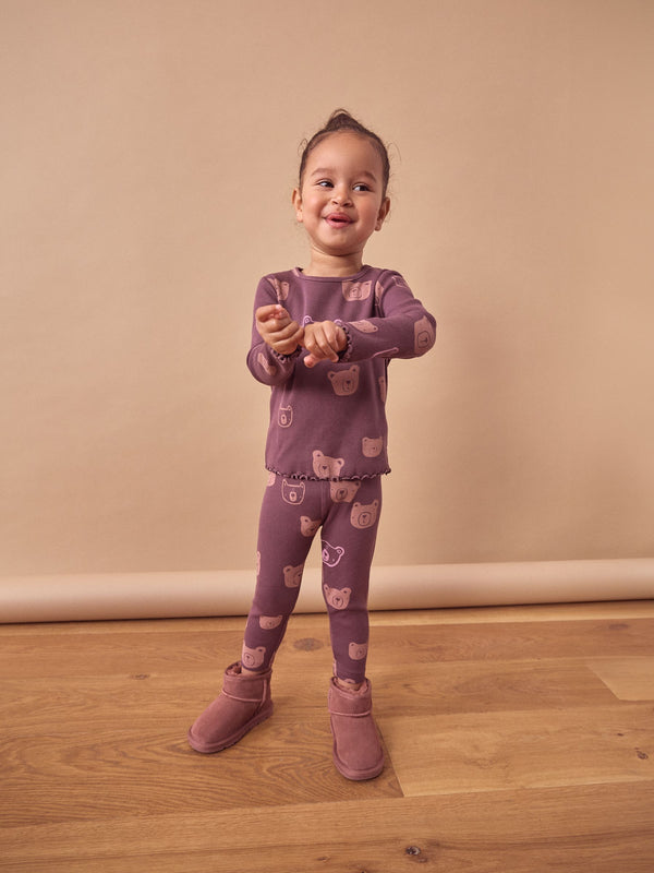 Chocolate Brown Bear Rib Jersey Leggings (3mths-7yrs)