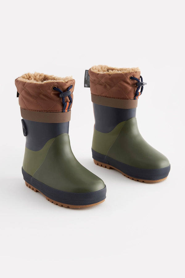 Khaki Green Thermal Thinsulate™ Lined Cuff Wellies