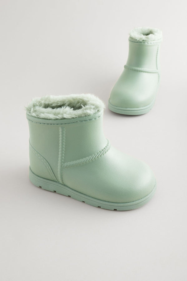 Green Warm Lined  Lightweight Ankle Boot Wellies