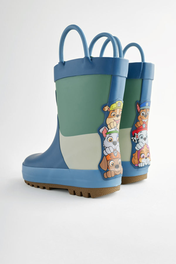 Blue Colourblock Paw Patrol Handle Wellies