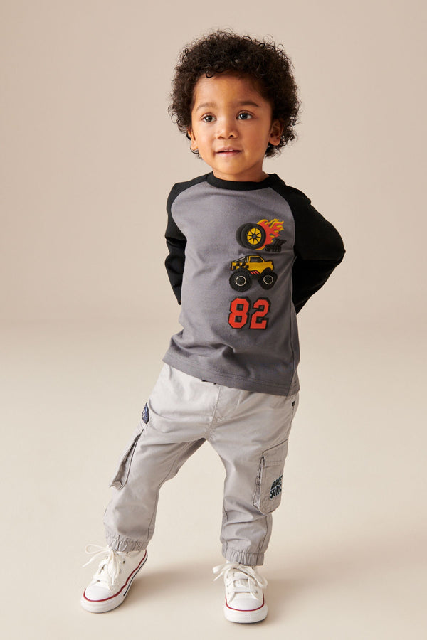 Grey Badged Lined Cargo Trousers (3mths-7yrs)