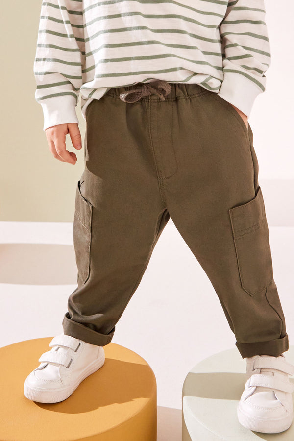 Khaki Green Side Pocket Pull-On Trousers (3mths-7yrs)