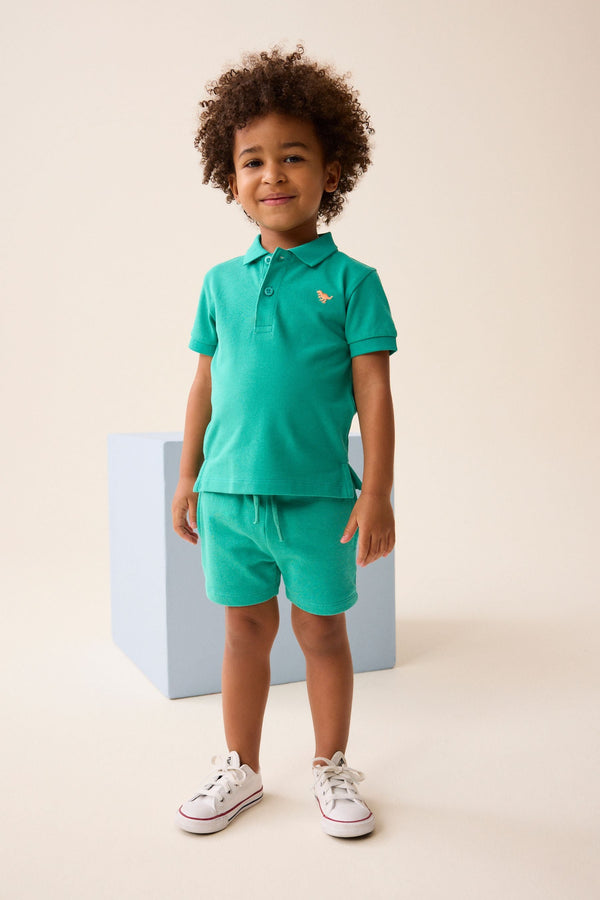 Green Short Sleeve Polo and Shorts Set (3mths-7yrs)