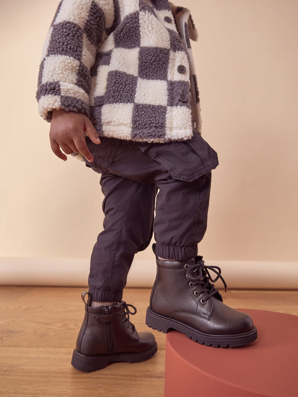 Black Leather Lace Up Boots