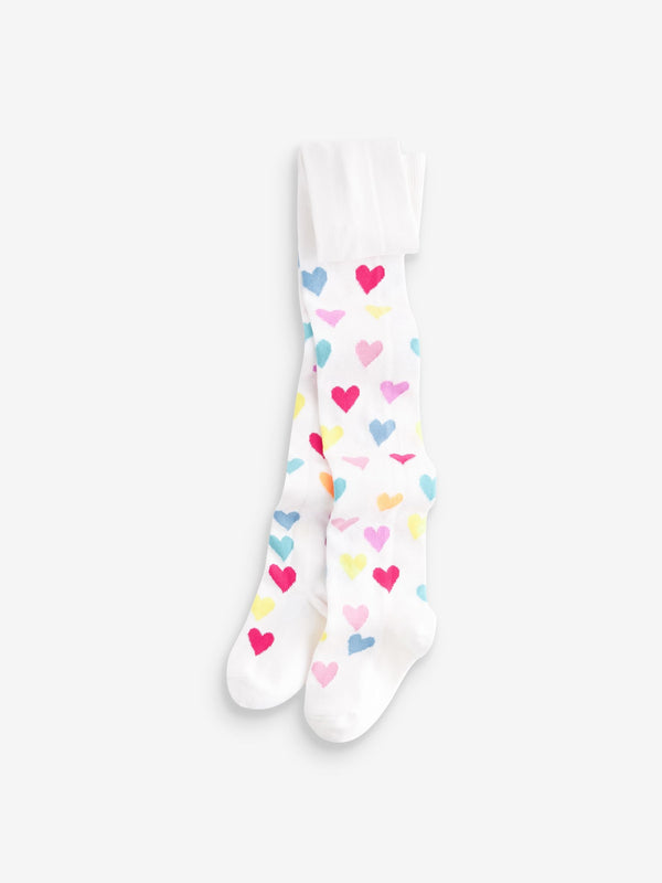 Cream Cotton Rich Heart Tights