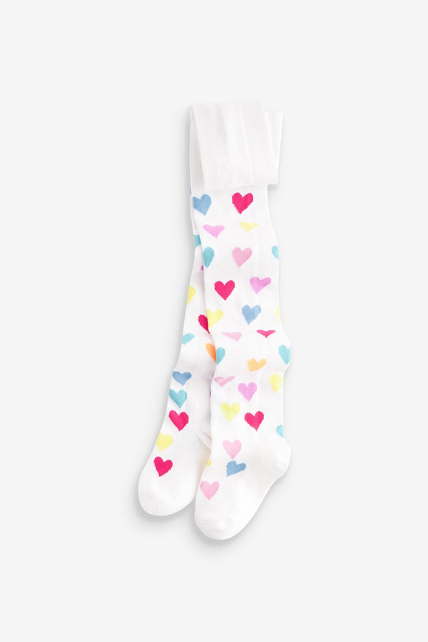 Cream Cotton Rich Heart Tights