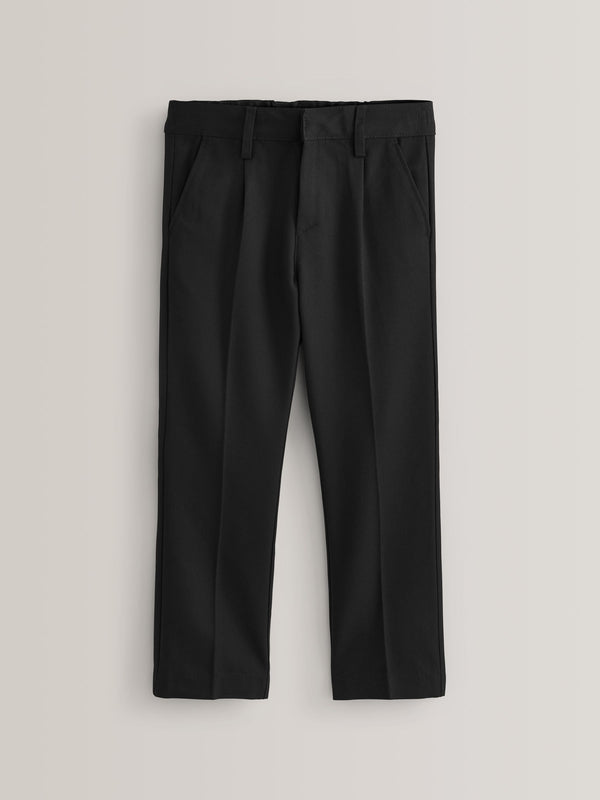 Black Regular Waist School Pleat Front Trousers (3-17yrs)