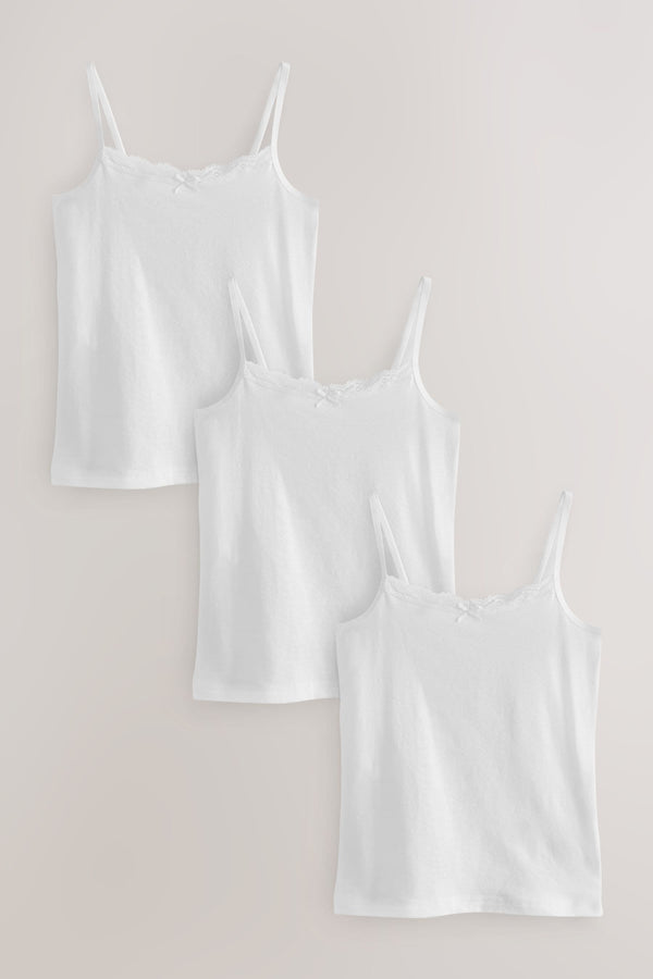 White 3 Pack Lace Trim Cami Vest (1.5-16yrs)