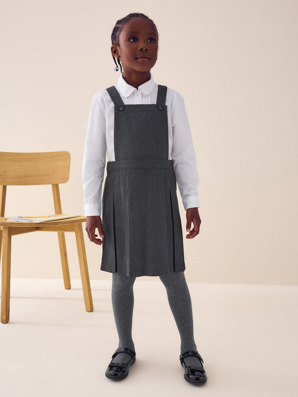 Grey Pleated Tabard Pinafore School Dress (3-14yrs)