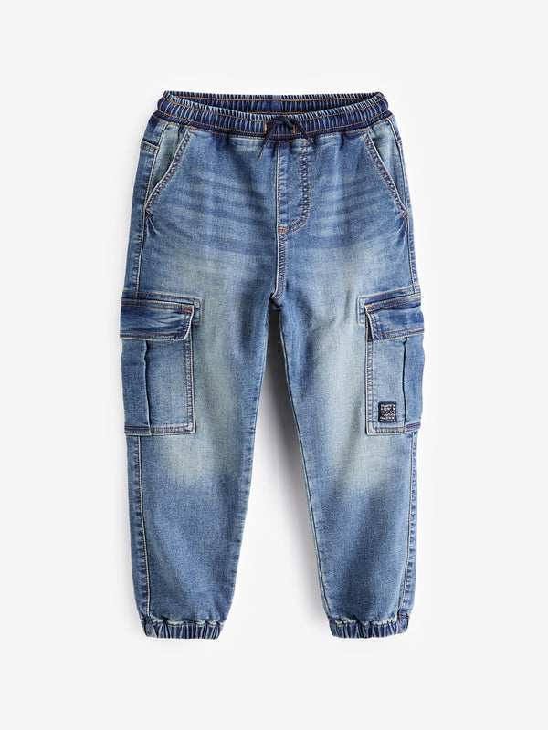 Vintage Blue Cargo Jeans With Elasticated Waist (3-16yrs)