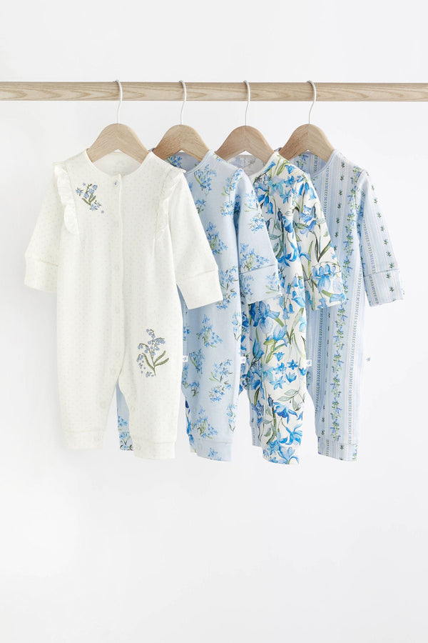 Blue Baby 100% Cotton Footless Sleepsuits 4 Pack (0mths-3yrs)