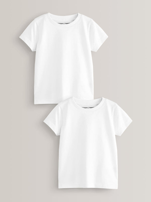 White 2 Pack 100% Cotton Short Sleeve T-Shirts (3mths-7yrs)