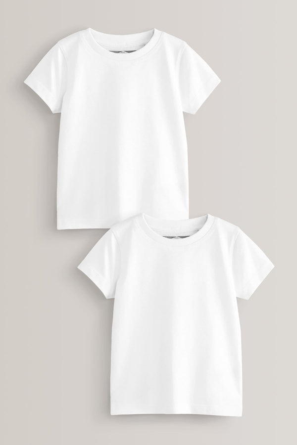 White 2 Pack 100% Cotton Short Sleeve T-Shirts (3mths-7yrs)