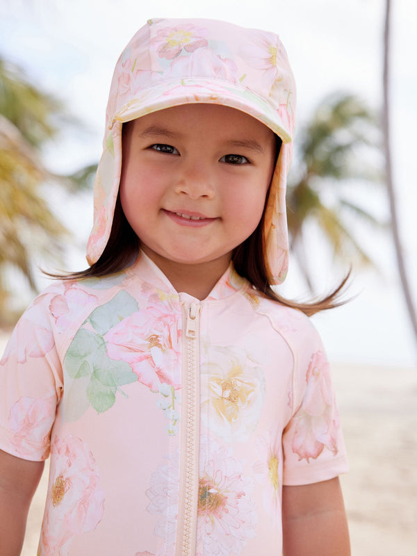 Pink Floral Swim Legionnaire Hat (3mths-10yrs)