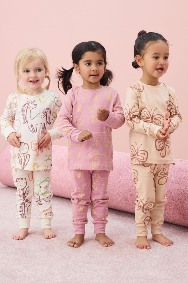 Neutral Character 100% Cotton Printed Snuggle Pyjamas 3 Pack (9mths-12yrs)