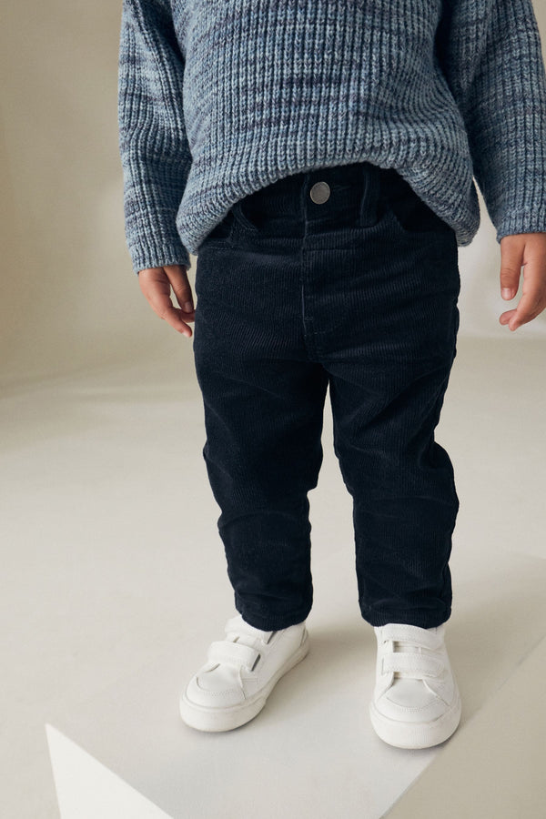 Navy Corduroy Trousers 5 Pack (3mths-7yrs)