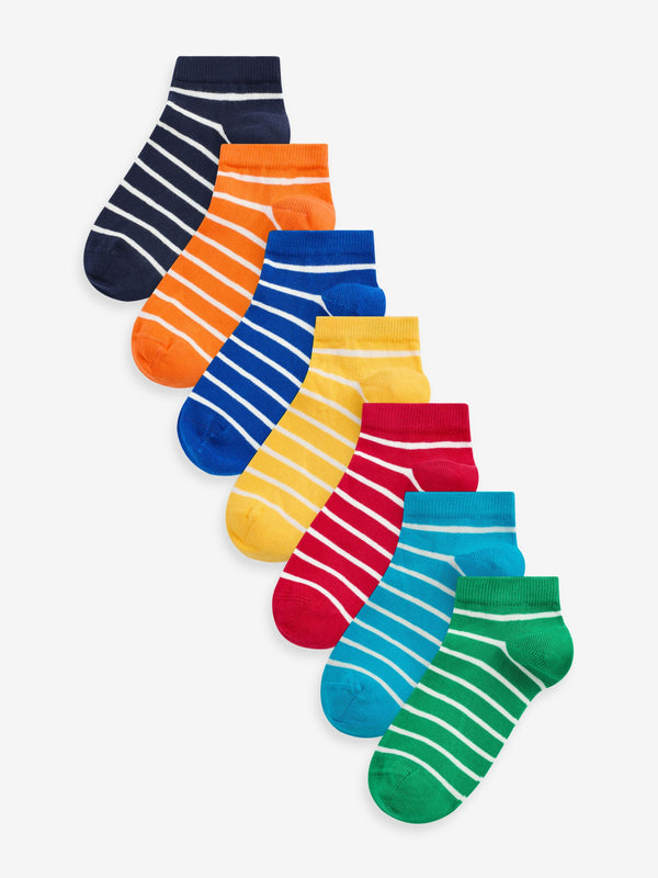 Rainbow Stripe Rich Trainers Socks 7 Pack