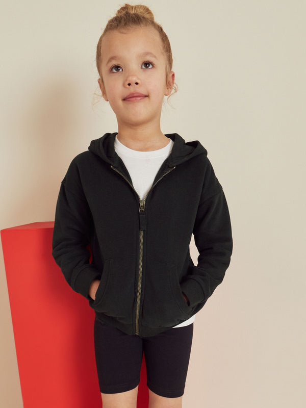 Black Cotton Rich Zip Through Sports Hoodie (3-16yrs)