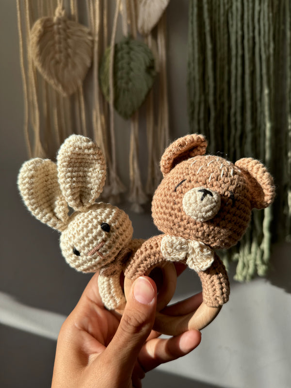 Crochet  wooden rattle