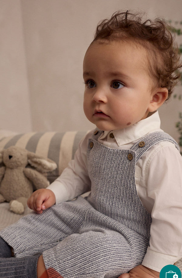 Grey woven dungarees set