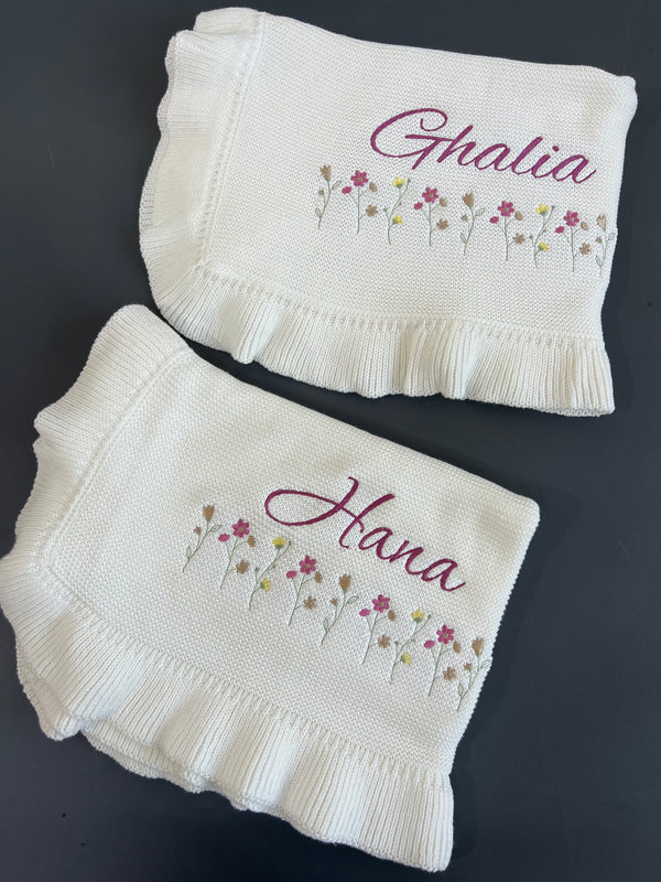 Customized baby girl floral blanket