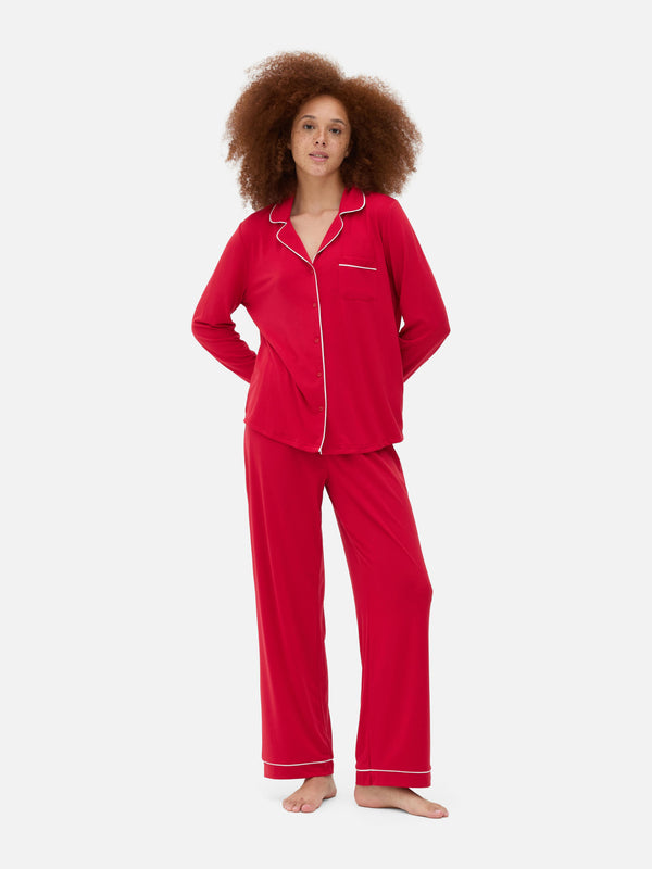 Women red boyfriend pyjamas