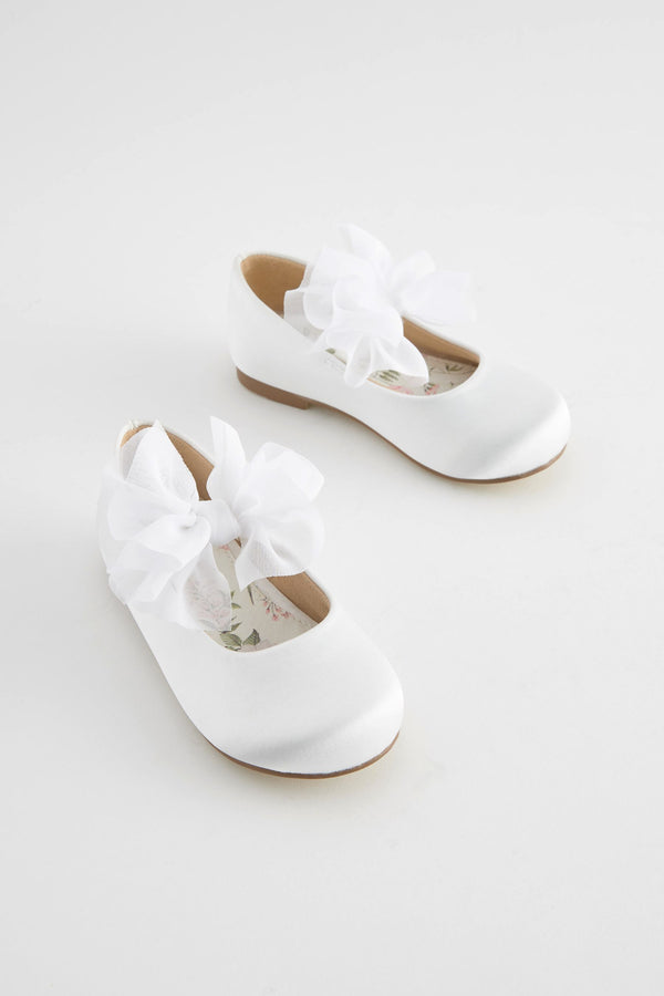 White Mary Jane Bridesmaid Bow Occasion Shoes