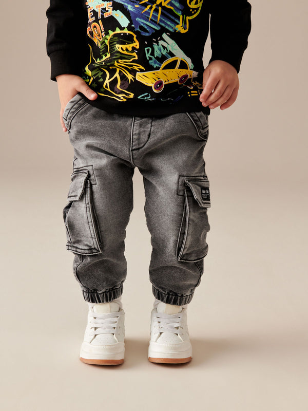 Grey Denim Comfort Cargo Jeans (3mths-7yrs)