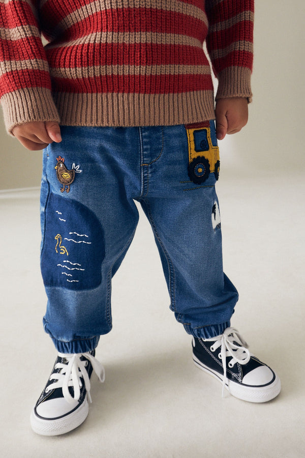 Mid Blue Farmyard Pull-On Cuffed Jeans (3mths-7yrs)