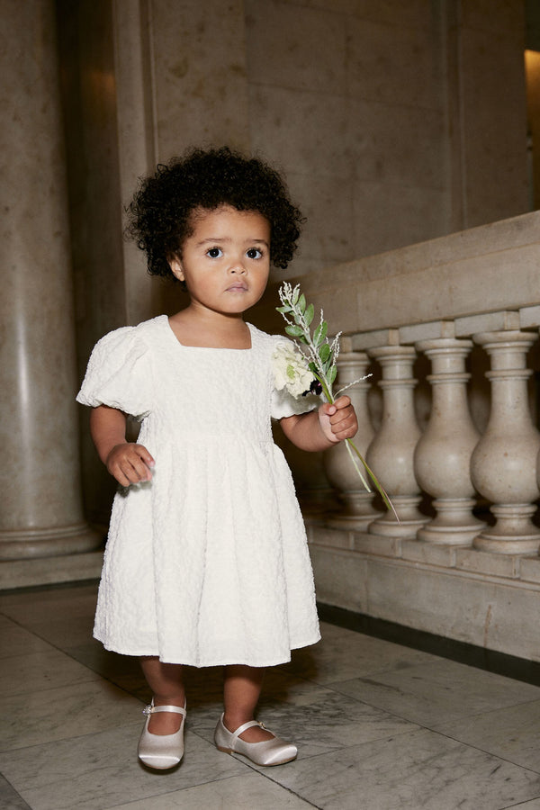 White Textured Party Dress (3mths-8yrs)