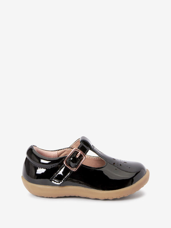 Black Patent Leather Standard Fit (F) First Walker T-Bar Touch Fastening Shoes