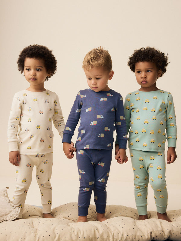 Green/Blue Transport Snuggle Pyjamas 3 Pack (9mths-10yrs)