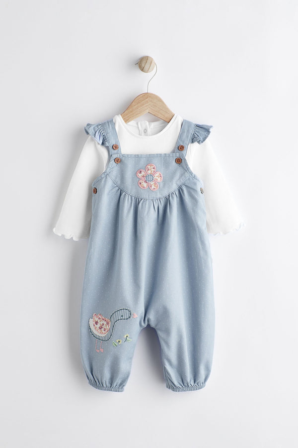 Copy Blue Character Baby Dungarees & Bodysuit Set