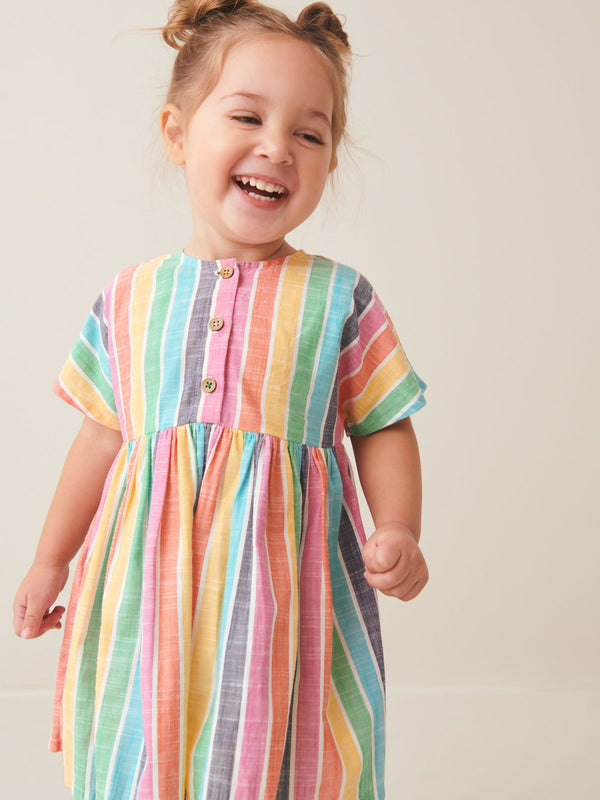 Rainbow Stripe Relaxed Cotton Dress (3mths-8yrs)