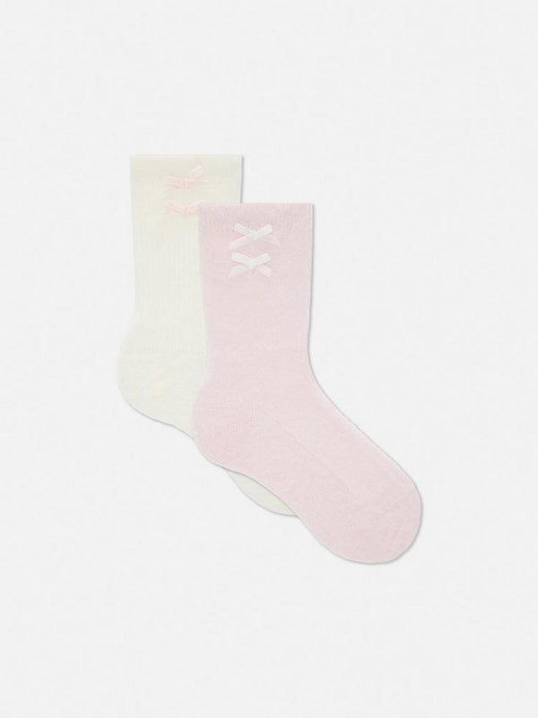 Primark Women 2pk Fluffy Bow Socks