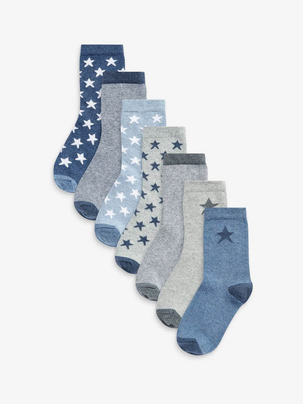 Blue Stars Cotton Rich Socks 7 Pack