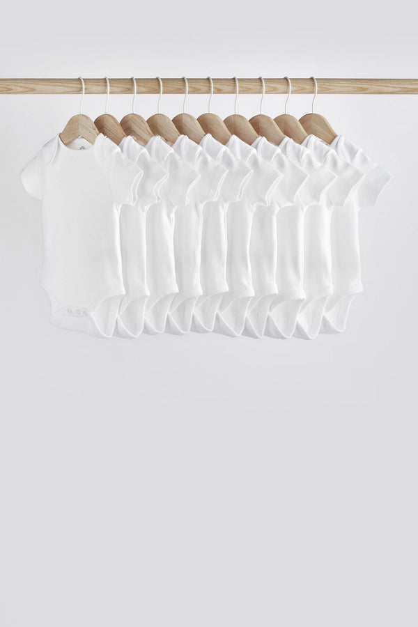 White Essential Baby Short Sleeve Bodysuits(immediate)