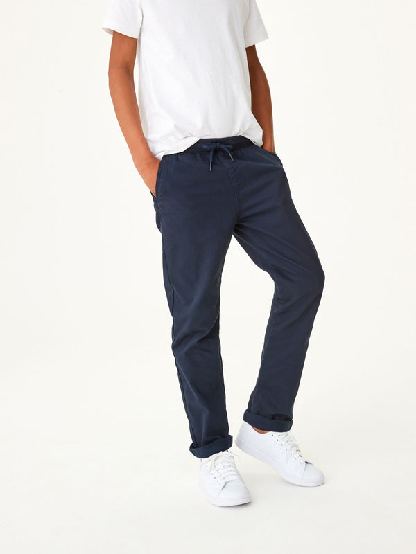 Navy Blue Regular Fit Rib Waist Pull-On Trousers (3-16yrs)
